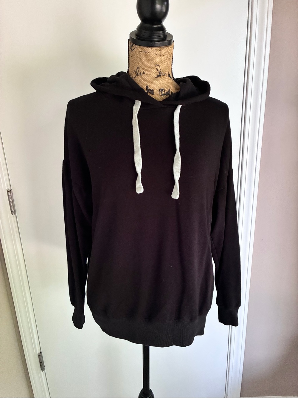 Buffalo David Bitton Black Hoodie with White Drawstrings